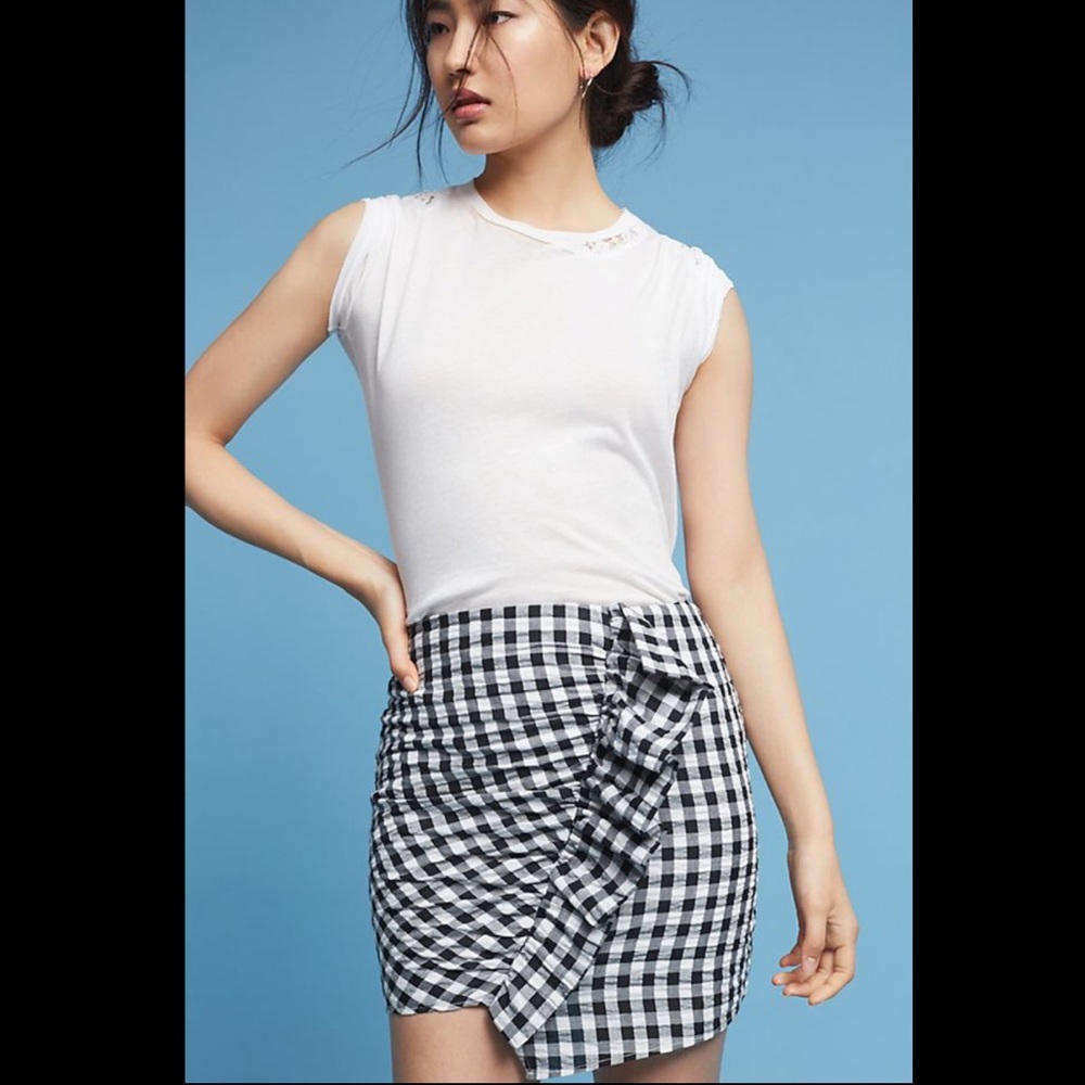 Anthropologie Plaid Checks Ruffle Mini Skirt Lilis